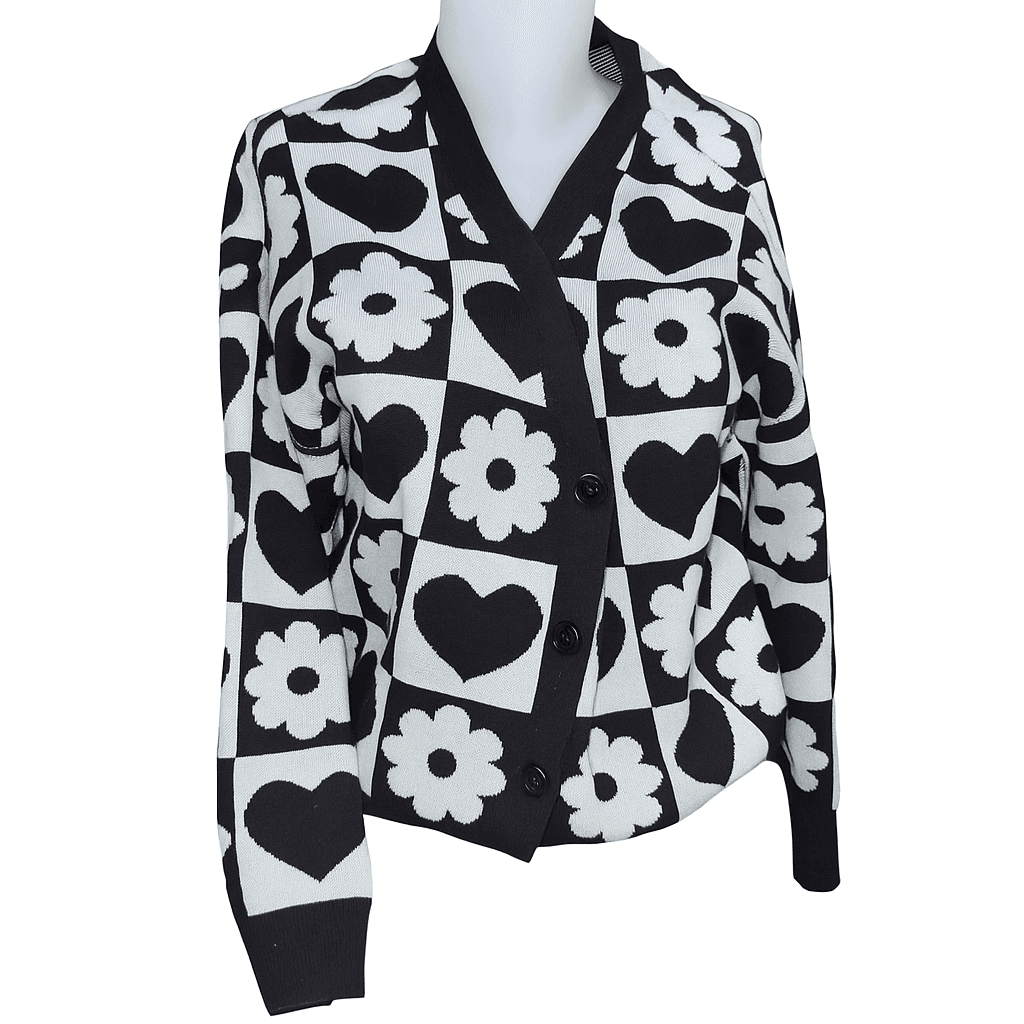 * Gilet blanc et noir avec motifs T:40
